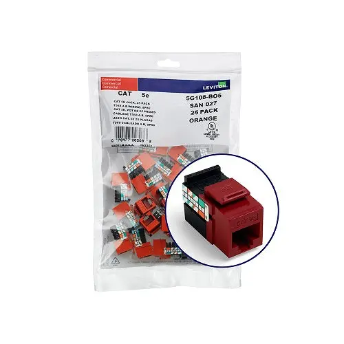 Leviton Cat 5E Quickport Jack Quickpack Dark Red (Pack Of 25) 5G108-Br5 1