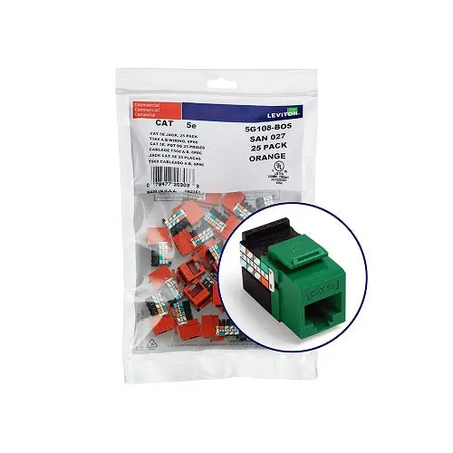 Leviton Cat 5E Quickport Jack Quickpack Green (Pack Of 25) 5G108-Bv5 1