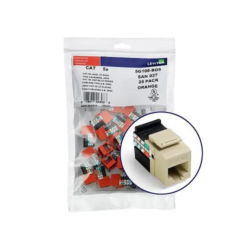 Leviton Cat 5E Quickport Jack Quickpack Ivory (Pack Of 25) 5G108-Bi5 1
