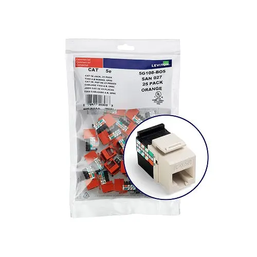 Leviton Cat 5E Quickport Jack Quickpack Light Almond(Pack Of 25) 5G108-Bt5 1