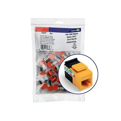 Leviton Cat 5E Quickport Jack Quickpack Yellow (Pack Of 25) 5G108-By5 1
