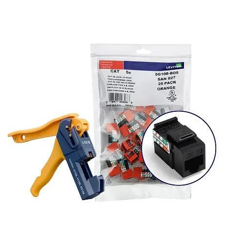 Leviton Cat 5E Quickport Jacks Bulk Quickpack Black 5G108-Je5 (Pack Of 150) 1