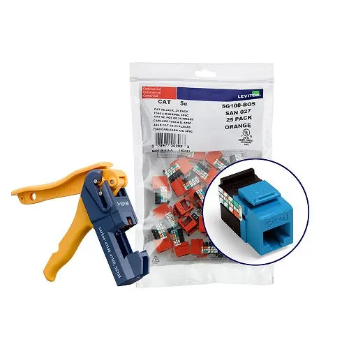 Leviton Cat 5E Quickport Jacks Bulk Quickpack Blue 5G108-Jl5 (Pack Of 150) 1