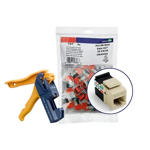 Leviton Cat 5E Quickport Jacks Bulk Quickpack Ivory 5G108-Ji5 (Pack Of 150) 1