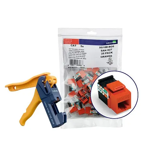 Leviton Cat 5E Quickport Jacks Bulk Quickpack Orange 5G108-Jo5 (Pack Of 150) 1
