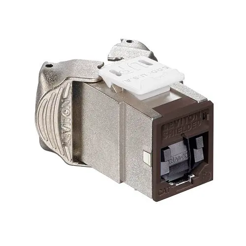 Leviton Cat 5E Shielded Quickport Jack With Shutters Brown 5Esjk-Sb5 1