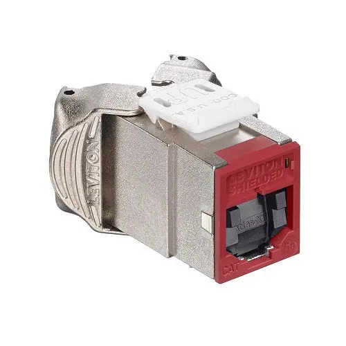 Leviton Cat 5E Shielded Quickport Jack With Shutters Dark Red 5Esjk-Sr5 1