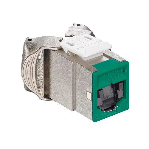 Leviton Cat 5E Shielded Quickport Jack With Shutters Green 5Esjk-Sv5 1