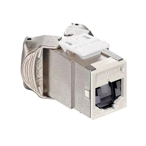 Leviton Cat 5E Shielded Quickport Jack With Shutters Light Almond 5Esjk-St5 1