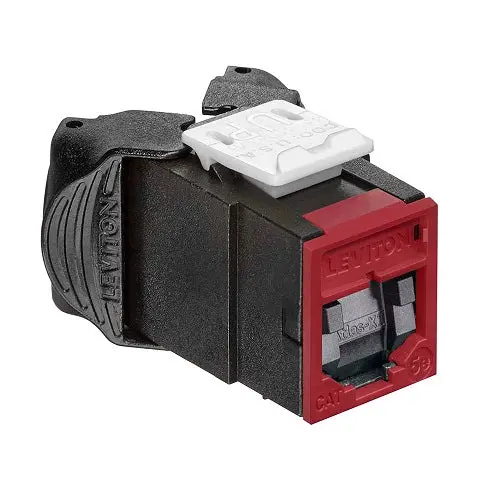 Leviton Cat 5E Utp Quickport Jack With Shutters Dark Red 5Eujk-Sr5 1