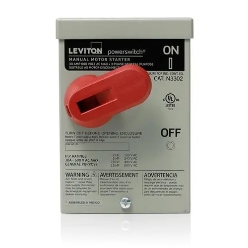 Leviton Double-Pole Ac Manual Motor Controller N3302-Ds 1