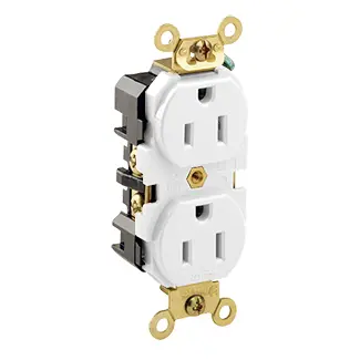 Leviton Duplex Receptacle/Outlet Industrial Grade Self Grounding 5262-W 1