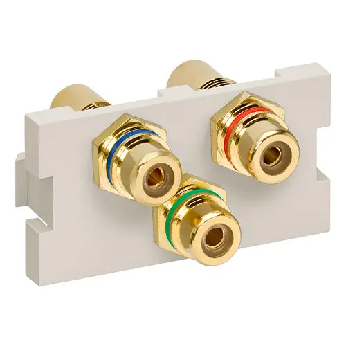 Leviton Rca Component Feedthrough Mos Connector Light Almond 41292-3Dt 1