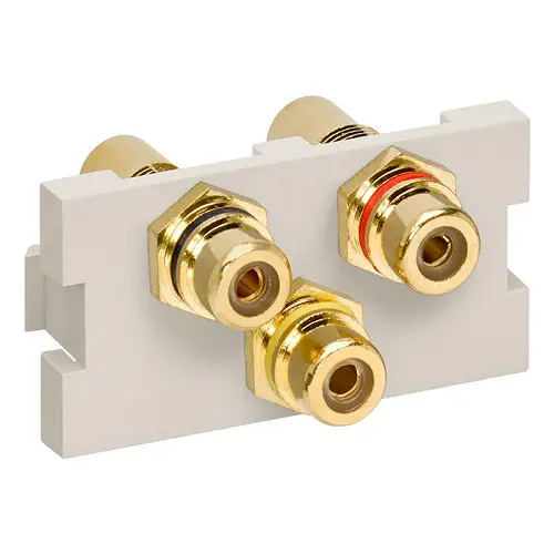 Leviton Rca Composite Feedthrough Mos Connector Light Almond 41292-3Rt 1