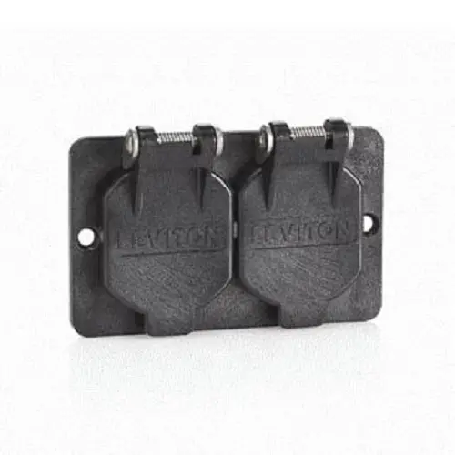 Leviton Thermoplastic Flip-Lid Duplex Coverplate Black 3056-E 1