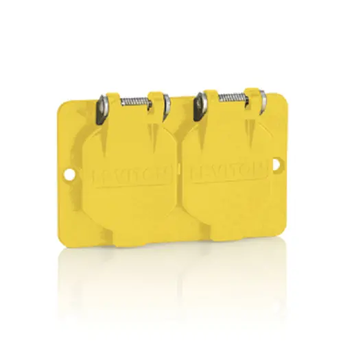 Leviton Thermoplastic Flip-Lid Duplex Coverplate Yellow 3056-Y 1