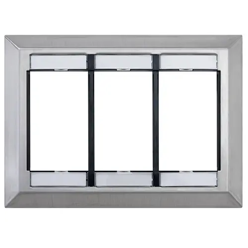 Leviton Three Gang Mos Wallplate With Id Windows Stainless Steel 41290-Tms 1