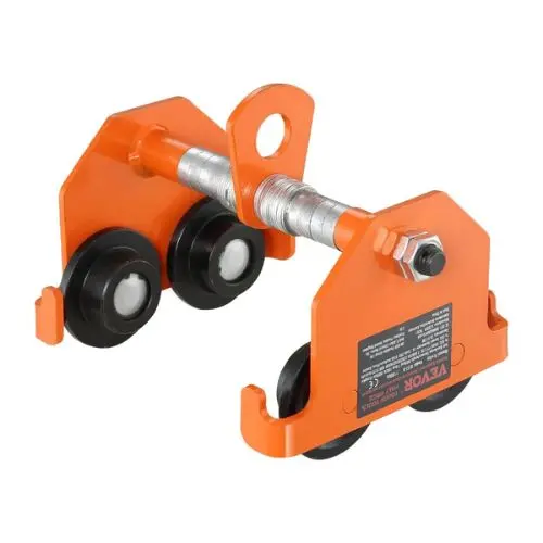 Manual Trolley 1100 Lbs/0.5 Ton Load Capacity Push Beam Trolley With Dual Wheels Adjustable For I-Beam Flange Width 2.5" To 8" Heavy Duty Alloy Steel Garage Hoist For Straight Curved I Beam 1