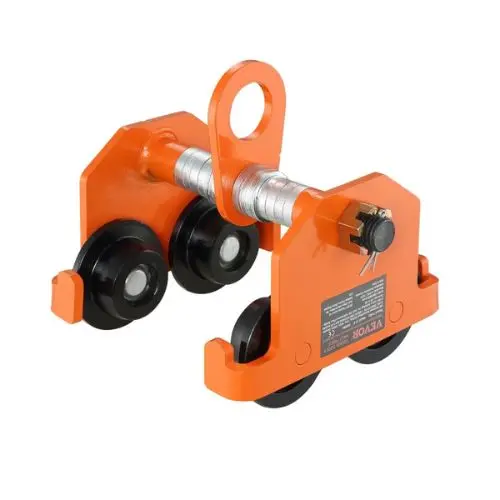 Manual Trolley 6600 Lbs/3 Ton Load Capacity Push Beam Trolley With Dual Wheels Adjustable For I-Beam Flange Width 2.5" To 8" Heavy Duty Alloy Steel Garage Hoist For Straight Curved I Beam 1