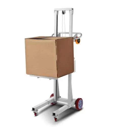 Material Lift Winch Stacker 400 Lbs Capacity Pallet Truck Dolly 51.1 In Max Lifting Height Manual Winch Stacker Multifunctional Manual Pallet Truck Stacker With Wheels 1