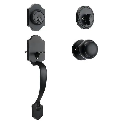 Matte Black Front Door Handle & Deadbolt Set With Interior Knob 20185-10B 1