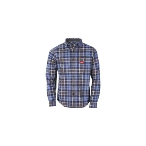 Men’S Heavyweight Cotton Flannel Work Shirt Blue M551u-2X 1