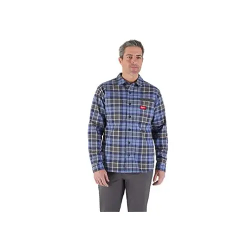 Men's Long Sleeve Cotton Flannel Work Shirt Blue M551u-S 1