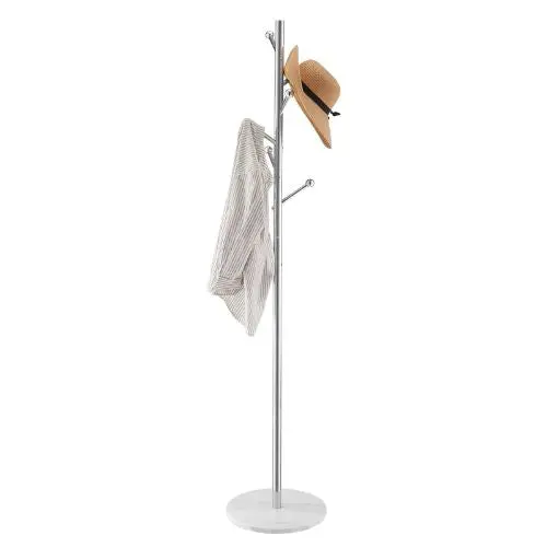 Modern Freestanding Coat Rack Stable Marble Base With 8 Hooks Stylish Hall Tree For Entryway & Office 1