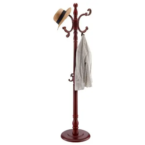 Modern Wooden Coat Rack Stand With Weighted Base 11 Hooks Hall Tree For Entryway Bedroom & Living Room 1
