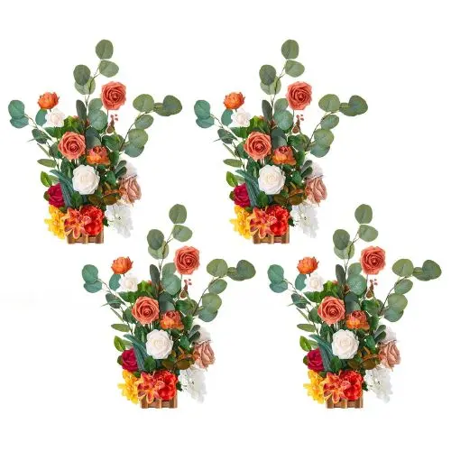 Orange Floral Centerpieces Freestanding Flower Arrangements For Wedding Jn-Pj-01 (Pack Of 4) 1