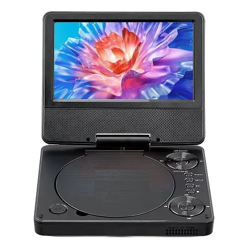 Portable Dvd Player 4 Hours Built-In Rechargeable Battery Ac Power Adapter Remote Control Dual Speakers Remote Control 1