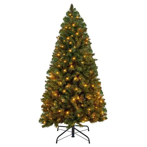 Prelit Artificial Tree And 120 Warm Led Lights With 8 Light Modes Metal Stand (4Ft) 1
