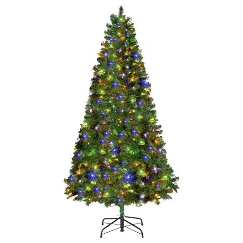 Prelit Flocked Artificial Tree With 470 Colorful Led And 11 Lighting Modes Decoration (7.5Ft) 1