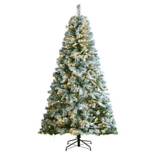Prelit Flocked Artificial Tree With 550 White Led Lights Decoration (7.5Ft) 1