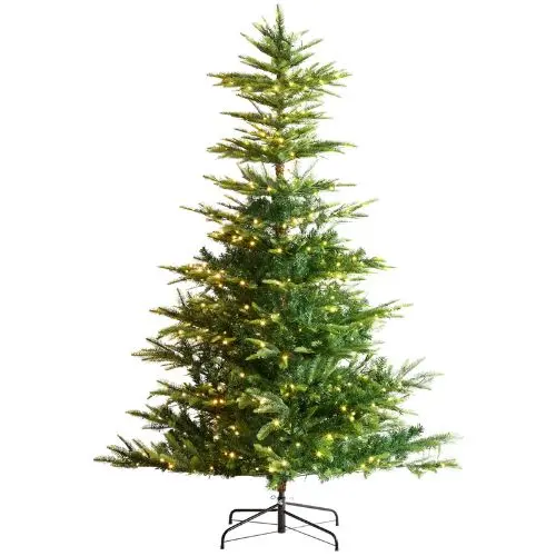 Prelit Flocked Artificial Tree With 700 Warm White Led Lights Decoration (7.5Ft) 1