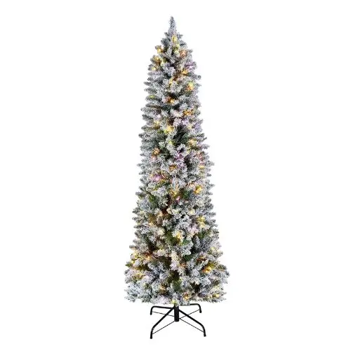 Prelit Snow Flocking Artificial Tree With 240 Colorful Led And 11 Lighting Modes Decoration (6Ft) 1