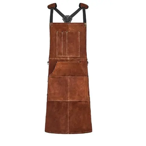 Professional Cowhide Leather Welding Apron – Flame Resistant Heavy Duty Welder Apron With 6 Tool Pockets 1