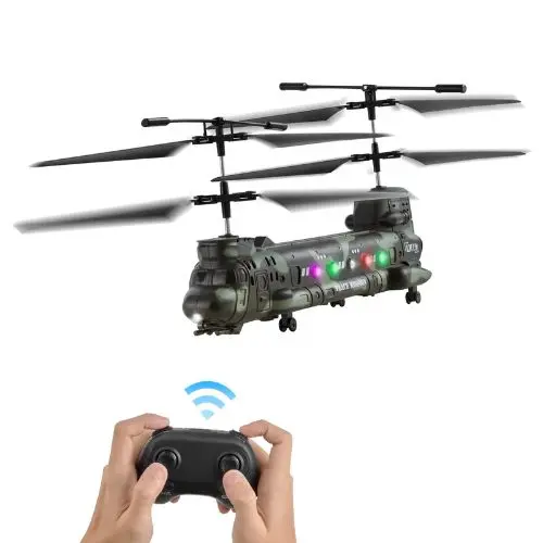 Rc Military Helicopter – 2.4Ghz 3.5-Channel With Led Lights, One-Key Takeoff/Landing, Ages 8+ 1