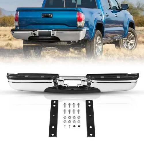 Rear Step Bumper For 1999-2007 Ford F250/F350 Super Duty Chrome Steel Assembly With License Plate Light & Step Pad Replacement For Fo1101141 1