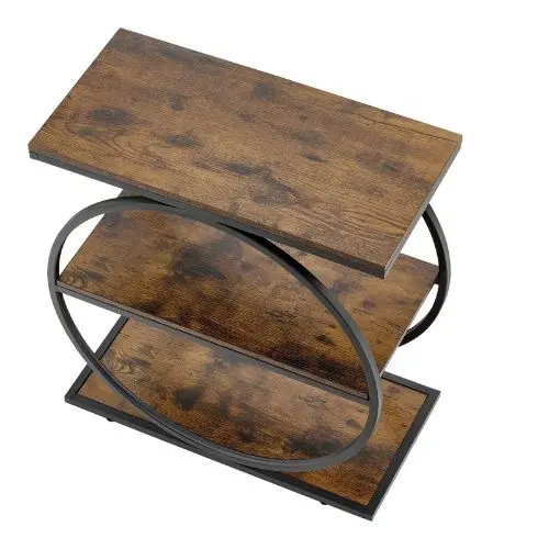Rustic Brown 3-Tier Nightstand Side Table 1