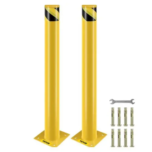 Safety Bollard 42 Inch Height Bollard Post 4.5 Inch Diameter Steel Pipe Safety Bollard Post Steel Safety Bollard With 8 Anchor Bolts 1