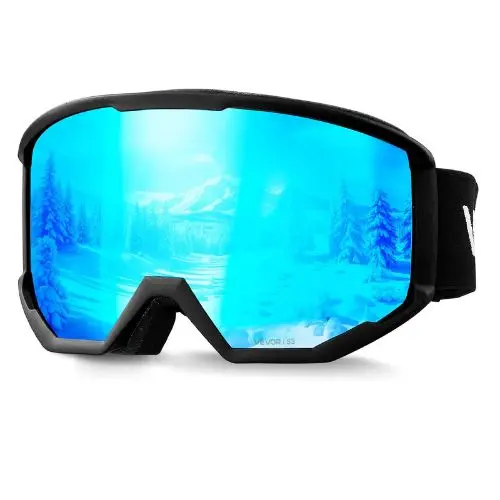 Ski Goggles With Ice Blue Revo Cylindrical Lens Otg Anti-Fog For Men Women & Youth 1