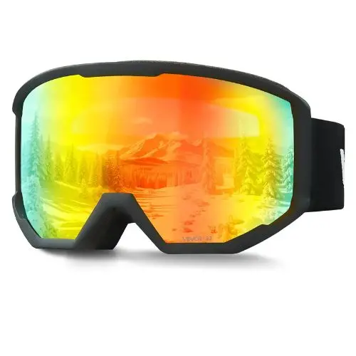 Ski Goggles With Orange Revo Cylindrical Lens Otg Anti-Fog For Men Women & Youth 1