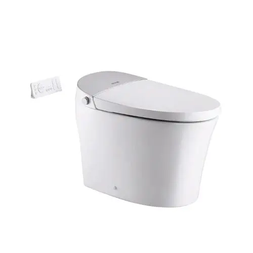 Smart Elongated Toilet With Heated Seat Air Drying Clean Nozzle Auto Freshening Remote Control & Led Display 1