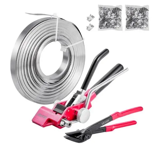 Steel Banding Strapping Kit Heavy Duty Banding Sealer Tool With 200 Ft Binding Straps Manual Pallet Packaging Strapping Kit For Warehouse 1