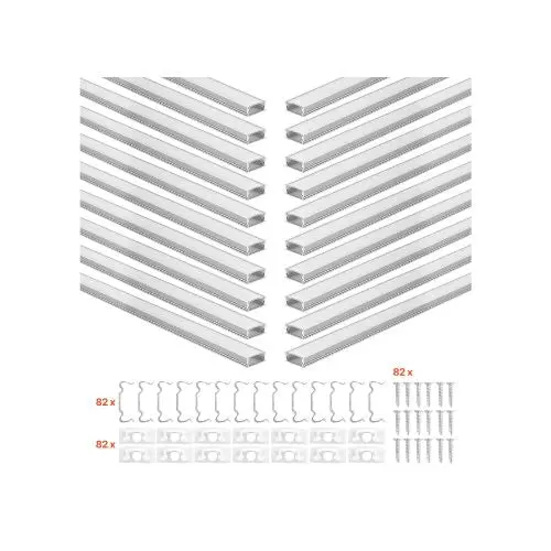 Surface Mount U-Shap 6.6 Ft Led Aluminum Channel With Diffuser For Under Cabinet Lighting 20 Pack 1