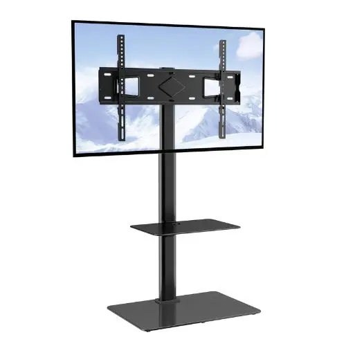 Swivel Tv Stand Mount For 32-65" Tvs, Height Adjustable Portable Floor Stand With Tempered Glass Fixed Screen Size: 81.3-165.1 Cm 1