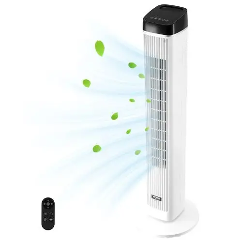 Tower Fan, 22 Ft/S Velocity  Quiet 70° Oscillation 3 Speeds 4 Modes 12H Timer Portable Bladeless Fan With Remote Control For Bedroom Office Home 1