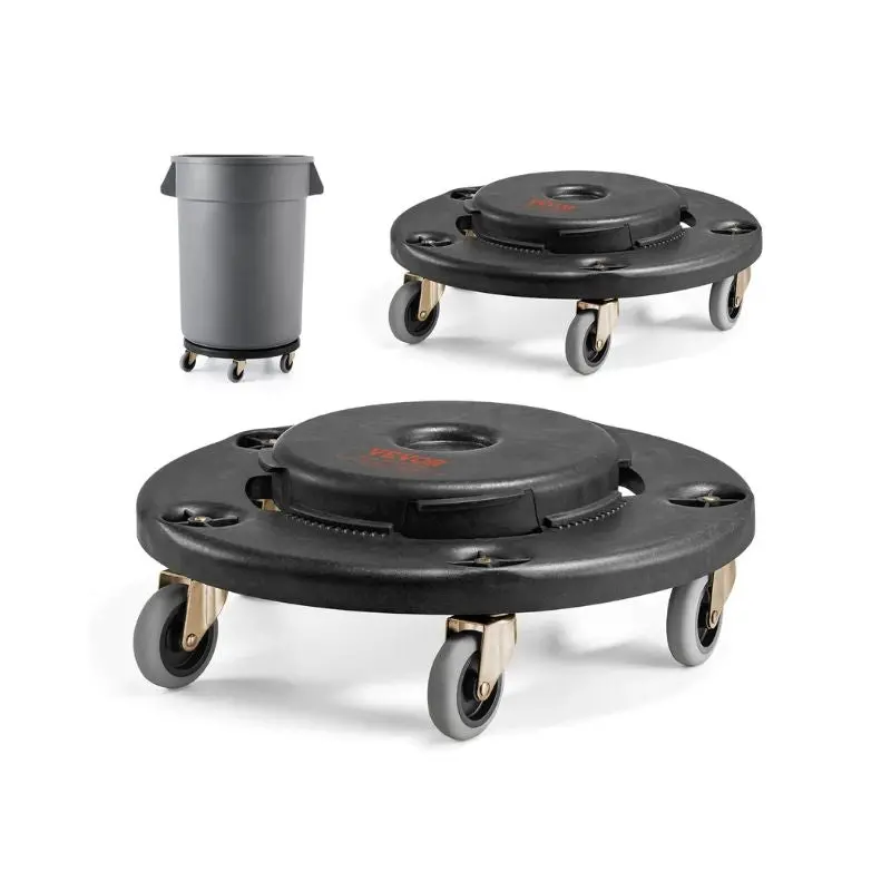 Trash Can Dolly Set Of 2 - Fits 20-55 Gallon Containers 500Lbs Capacity Lockable Wheels Heavy Duty Rolling Cart 1