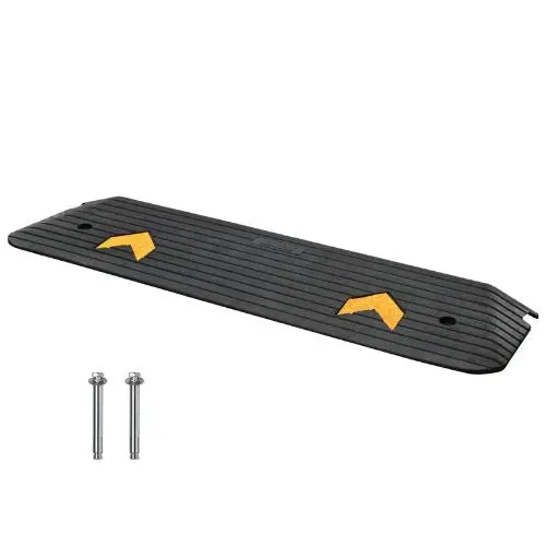 Upgraded Rubber Threshold Ramp 1" Rise Wheelchair Ramp Doorway, Natural Curb Ramp Rated For Wheelchair And Scooter 1